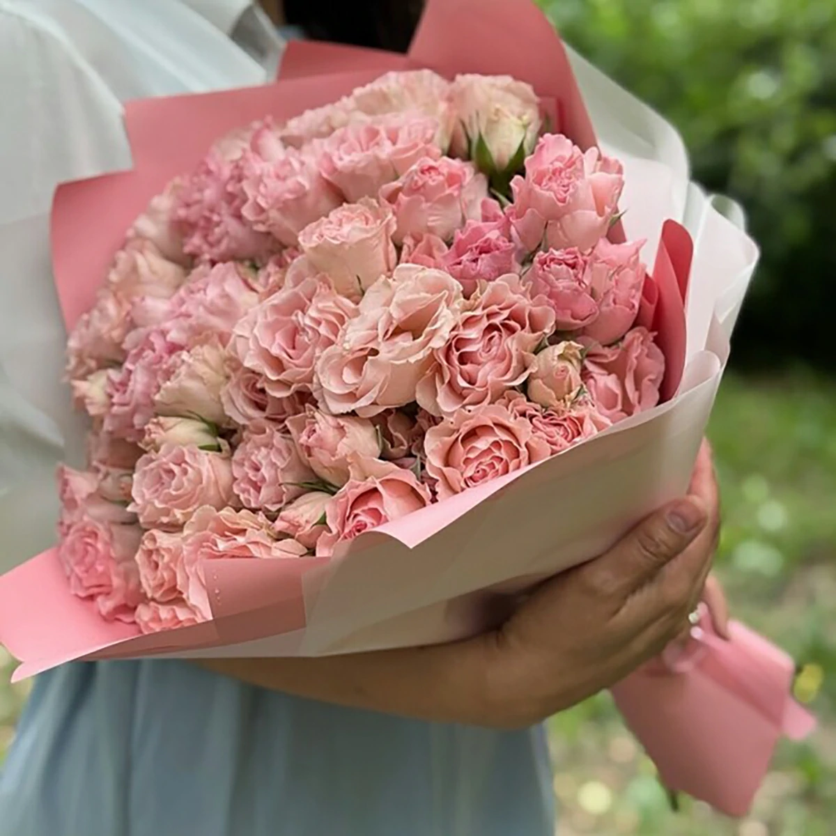 Букет из 15 розовых куст.роз — изображение 2